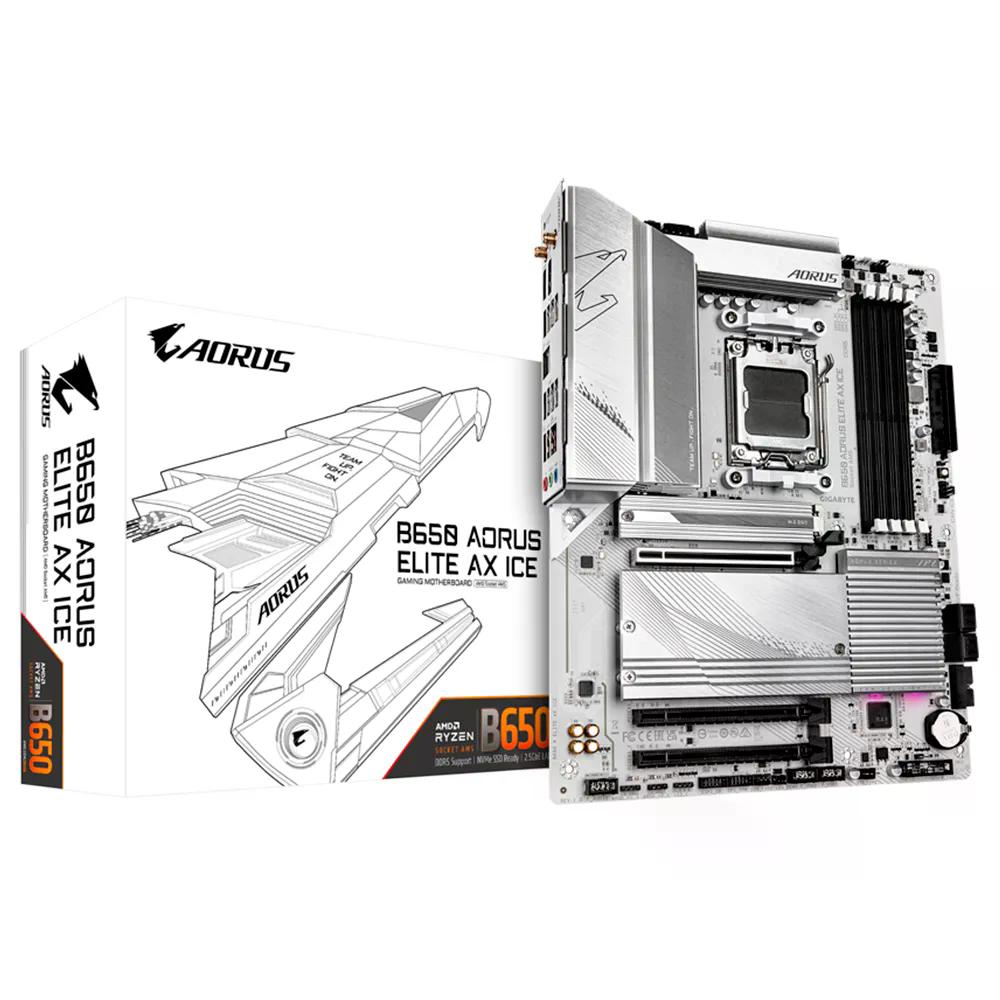 TARJETA MADRE GIGABYTE B650M AORUS ELITE AX ICE MICRO ATX SOCKET AM5 AMD B650 256GB DDR5 HDMI/DP